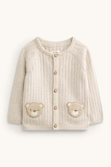 Bébés garçons - Ourson - tenue bébé - finition côtelée - 2 pièces - beige clair