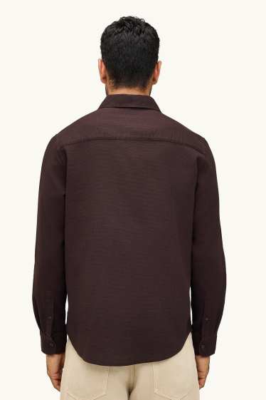 Herren - Hemd - Regular Fit - Kent - strukturiert - dunkelbraun