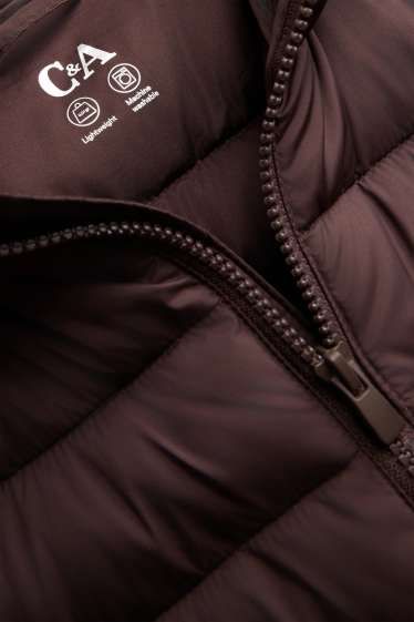 Men - Quilted jacket with hood - dark brown
