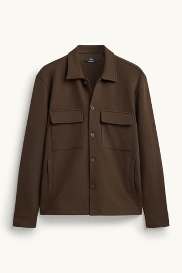 Hommes - Veste-chemise - relaxed fit - col kent - marron foncé