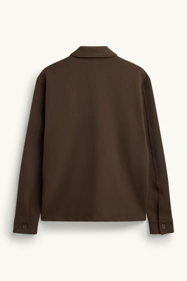 Hommes - Veste-chemise - relaxed fit - col kent - marron foncé