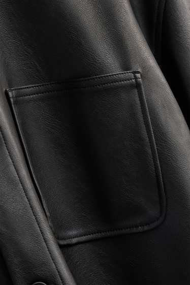 Herren - Hemdjacke - Relaxed Fit - Kent - Lederimitat - schwarz