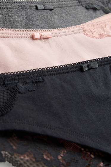 Damen - Multipack 3er - Brazilian Slip - schwarz / rosa