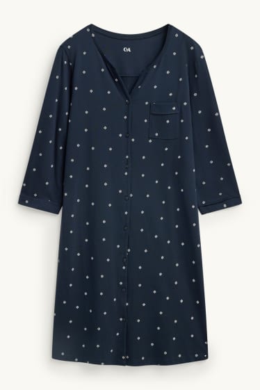 Dona - Camisa de dormir - de flors - blau fosc / blanc