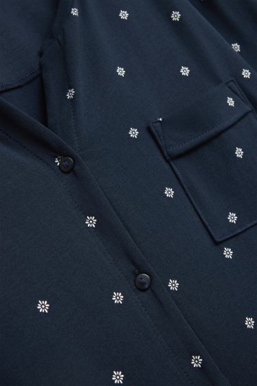 Dona - Camisa de dormir - de flors - blau fosc / blanc