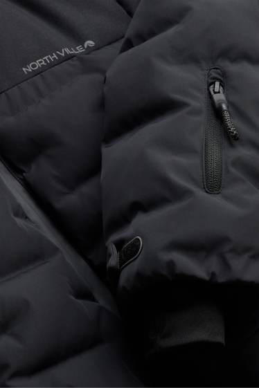 Enfants garçons - Veste de ski avec capuche - doublée - finition déperlante - noir