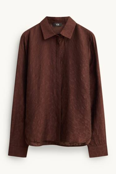 Dona - Brusa camisera - marró fosc