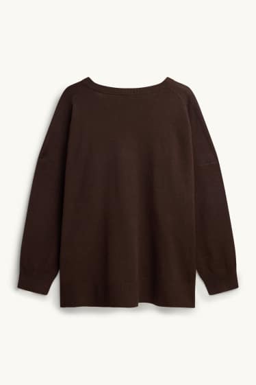 Women - V-neck jumper - dark brown