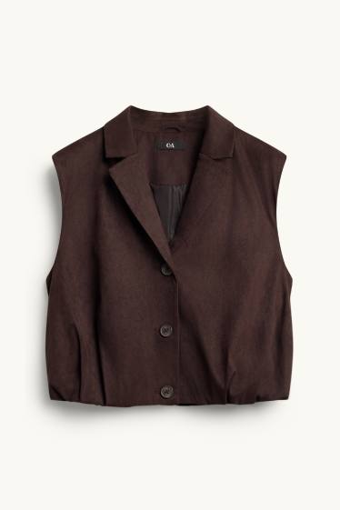 Femei - Vestă - regular fit - imitație de piele întoarsă - maro închis