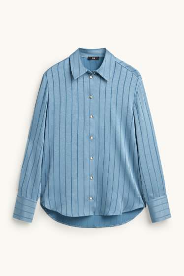 Women - Blouse - pinstripe - blue