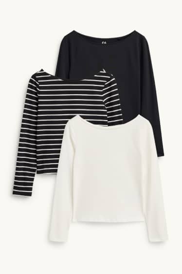 Children Girls - Multipack of 3 - long sleeve top - black / white