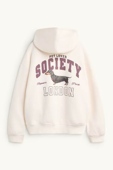 Femmes - Sweat à capuche Oversize - blanc crème