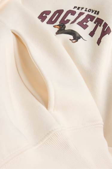 Femmes - Sweat à capuche Oversize - blanc crème