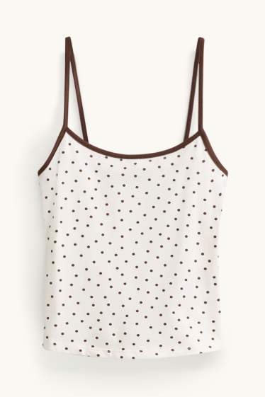Femei - Top crop - cu buline - maro / alb-crem
