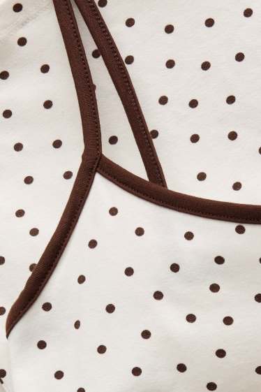 Femei - Top crop - cu buline - maro / alb-crem
