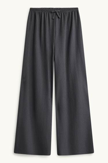 Enfants filles - Ensemble - haut et pantalon en jersey - 2 pièces - finition texturée - gris foncé