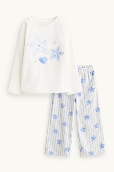 Children Girls - Star and heart - pyjamas - 2 piece - blue / white