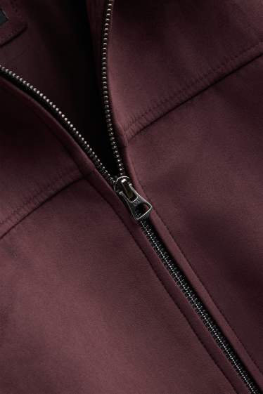 Hommes - Blouson - faux suède - bordeaux