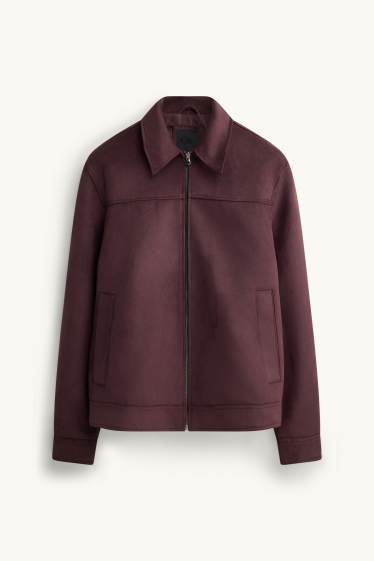 Hommes - Blouson - faux suède - bordeaux