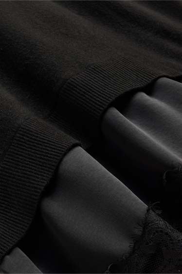 Femmes - Robe en maille - look 2-en-1 - noir