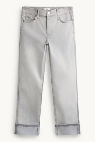 Damen - Crop Straight Jeans - Mid Waist - LYCRA® - helljeansgrau