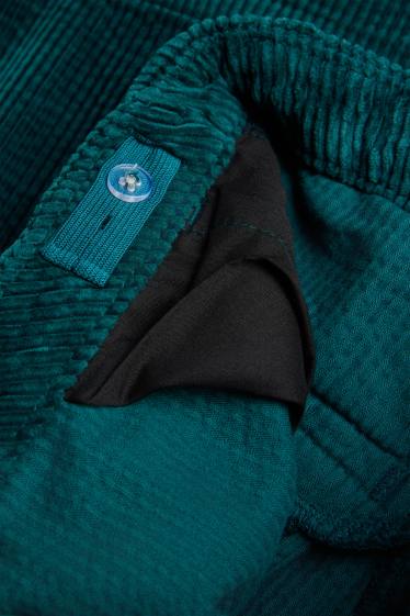 Enfants filles - Pantalon en velours côtelé avec ceinture - bleu pétrole