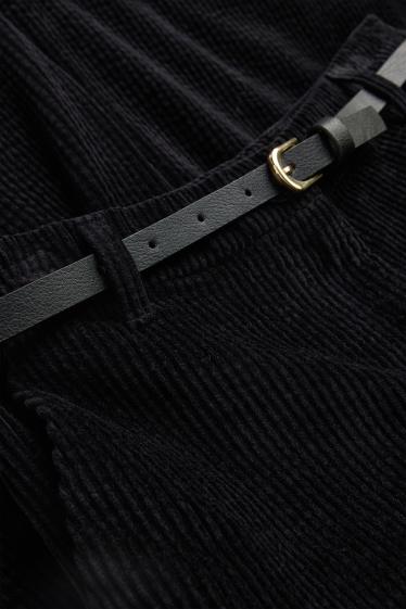 Kinder Mädchen - Cordhose mit Gürtel - schwarz