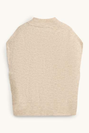 Damen - Pullunder - gerippt - hellbeige