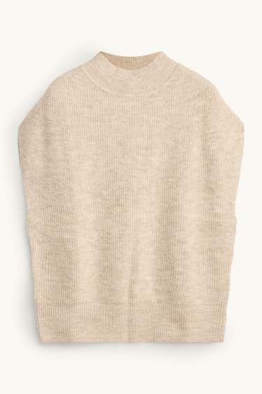 Damen - Pullunder - gerippt - hellbeige