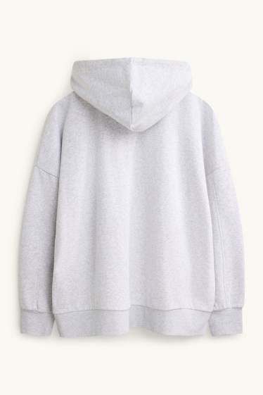 Damen - Sweatjacke mit Kapuze - hellgrau-melange