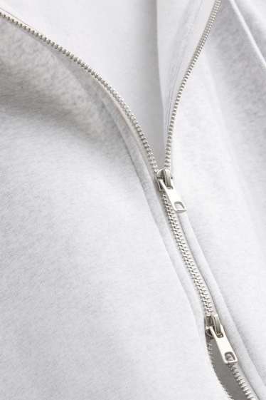 Damen - Sweatjacke mit Kapuze - hellgrau-melange