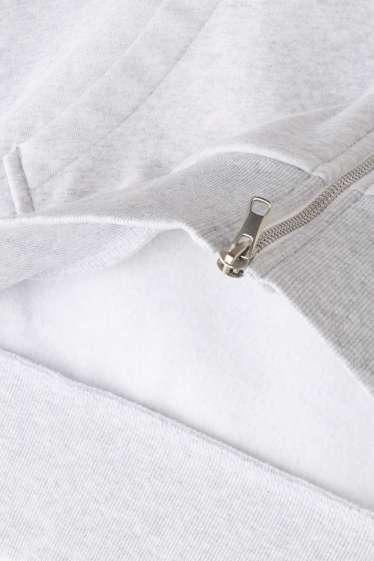 Damen - Sweatjacke mit Kapuze - hellgrau-melange