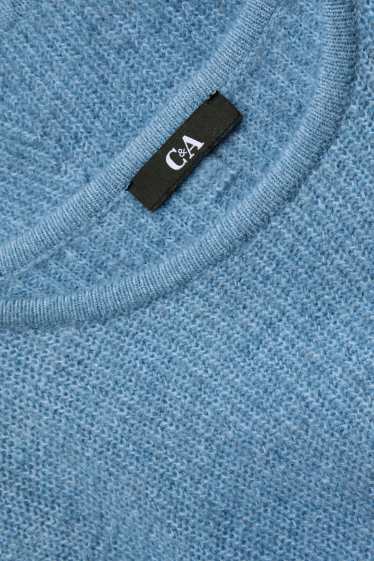 Damen - Strickpullover - kurzarm - gerippt - hellblau