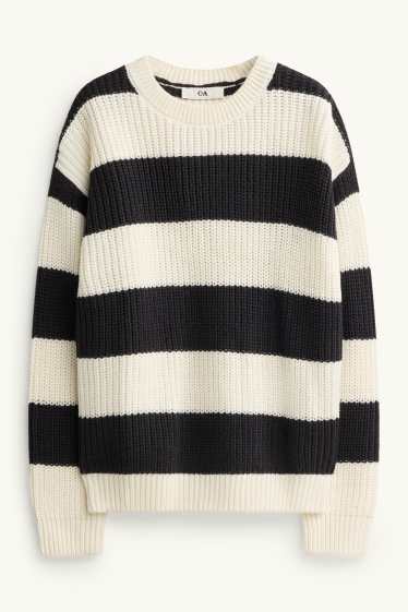 Enfants filles - Pull - à rayures - noir / blanc