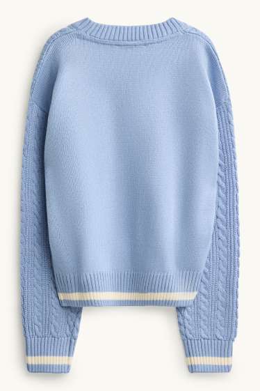 Bambine - Boston - maglione - motivo a treccia - azzurro