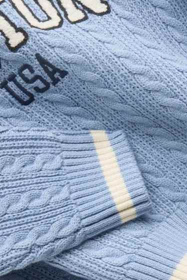 Bambine - Boston - maglione - motivo a treccia - azzurro