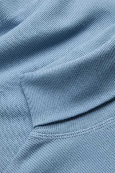 Femmes - Haut à col roulé - finition côtelée - bleu clair