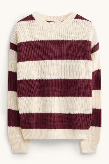 Enfants filles - Pull - à rayures - blanc / rouge foncé