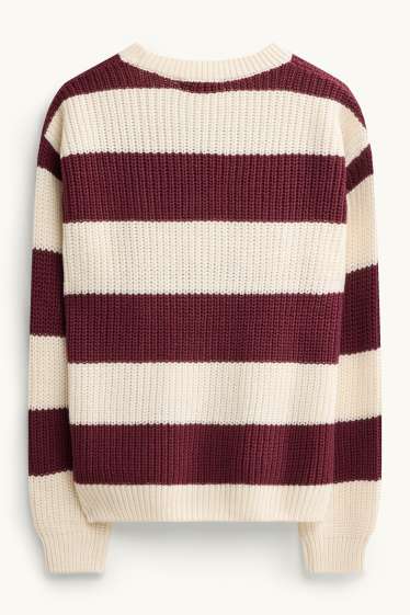 Enfants filles - Pull - à rayures - blanc / rouge foncé