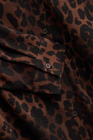 Damen - Bluse - Leo-Print - dunkelbraun