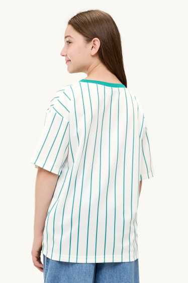 Copii - Fete - Miami Dolphins - tricou cu mânecă scurtă - cu dungi - alb / turcoaz