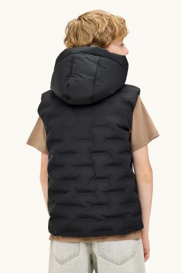 Bambini - Giubbino trapuntato con cappuccio - idrorepellente - nero