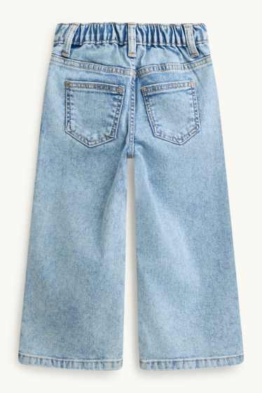 Enfants filles - Nœud et fleur - wide leg jean - LYCRA® - jean bleu