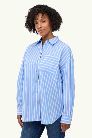 Damen - Hemdbluse - gestreift - blau