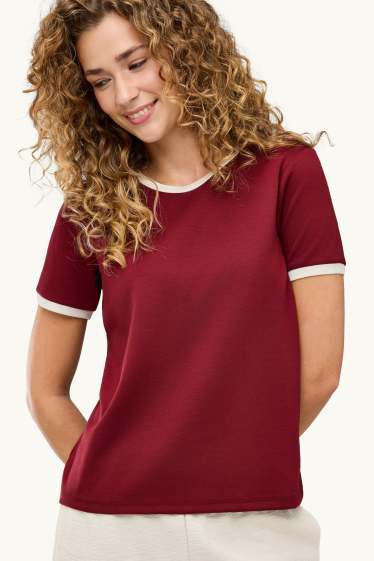 Women - T-shirt - relaxed fit - bordeaux