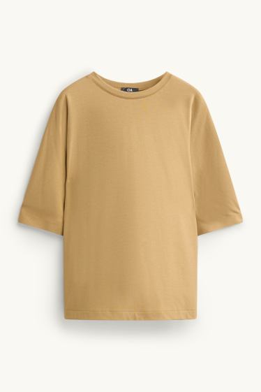 Damen - T-Shirt - Relaxed Fit - hellbraun