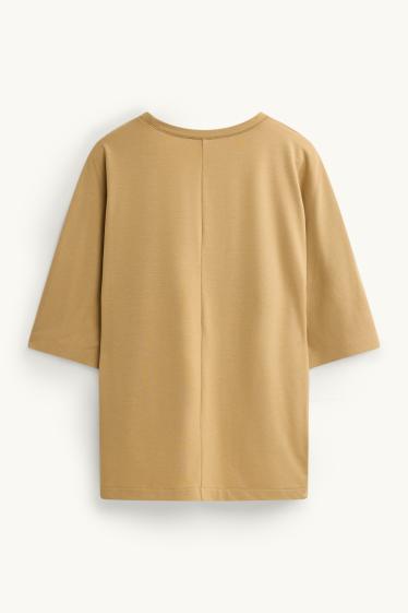 Damen - T-Shirt - Relaxed Fit - hellbraun