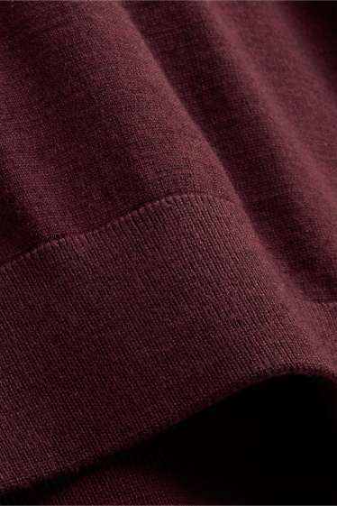 Bărbați - Pulover din lână merinos - bordo