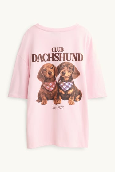 Women - T-shirt - oversized - rose