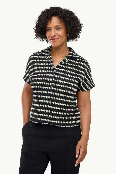 Femei - Cardigan tricotat - cu dungi - negru / alb